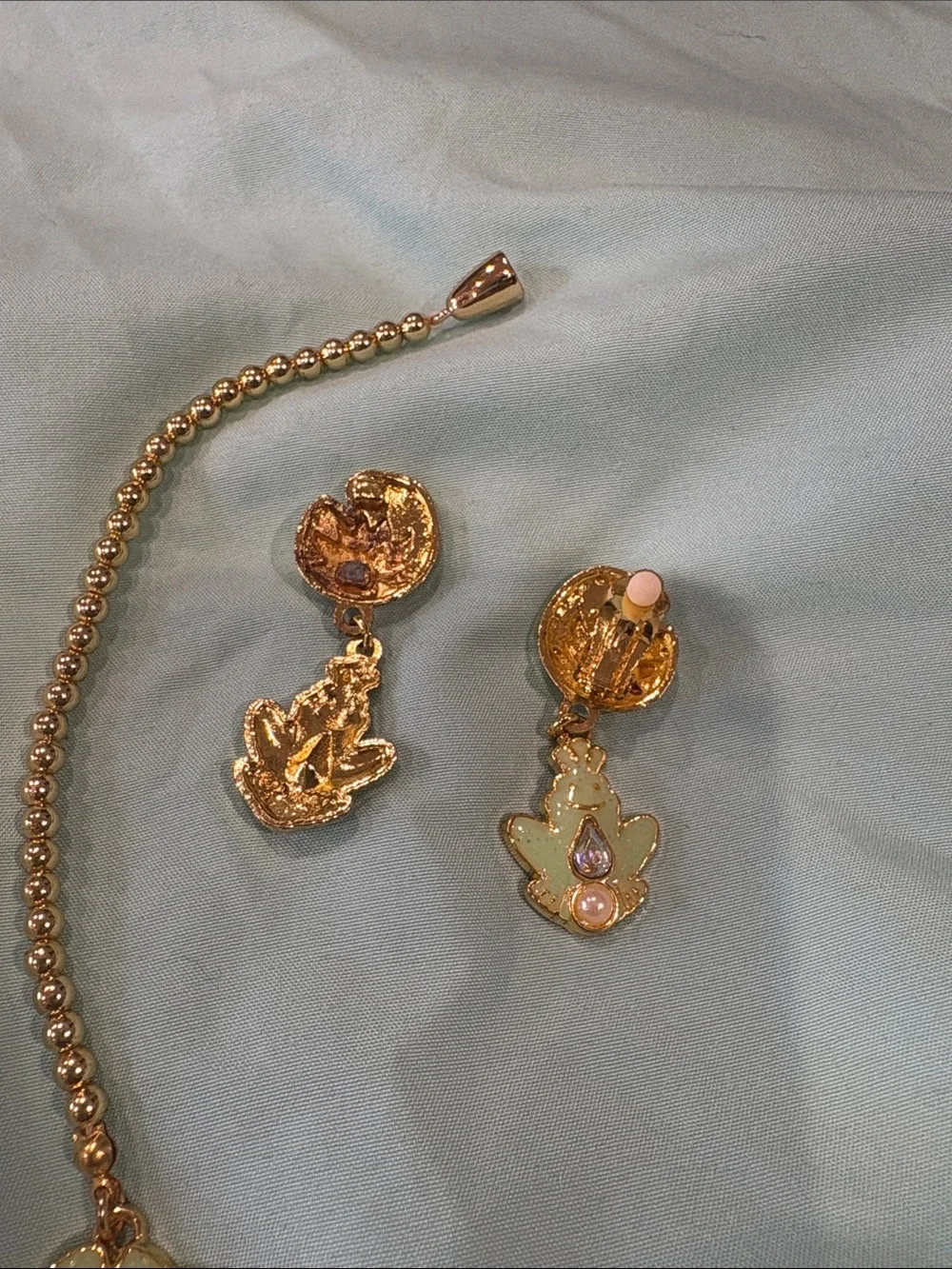 Gold Tone Floral Crystal Tiara & Necklace Set - Disney Tiana